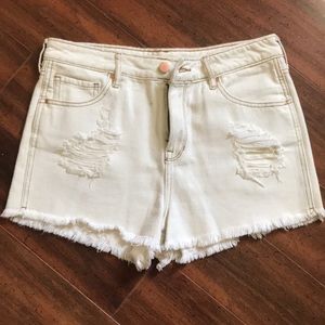 High rise denim shorts
